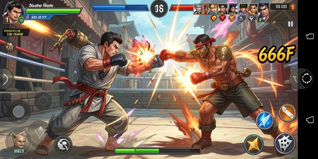 Gameplay seru dan mendebarkan dalam 666F, menunjukkan pertarungan karakter berbeda.