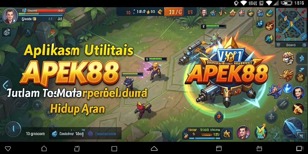Tampilan antarmuka pengguna APEK88 dengan fitur utilitas yang lengkap.