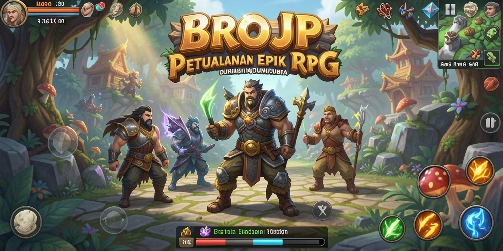 Menampilkan aksi seru di dunia RPG BROJP.