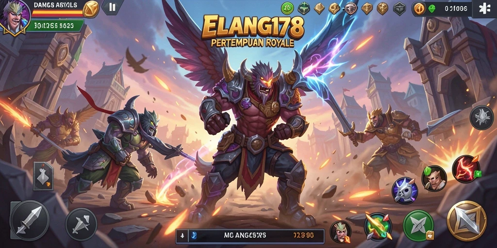 Tangkapan layar utama ELANG178 yang menunjukkan aksi Battle Royale yang intens.