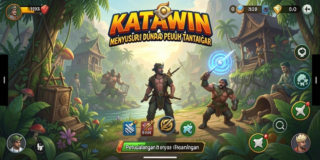 Tangkapan layar gameplay KATAWIN yang menunjukkan petualangan epik.