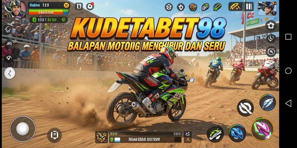 Tampilan menegangkan balapan motor dalam KUDETABET98.