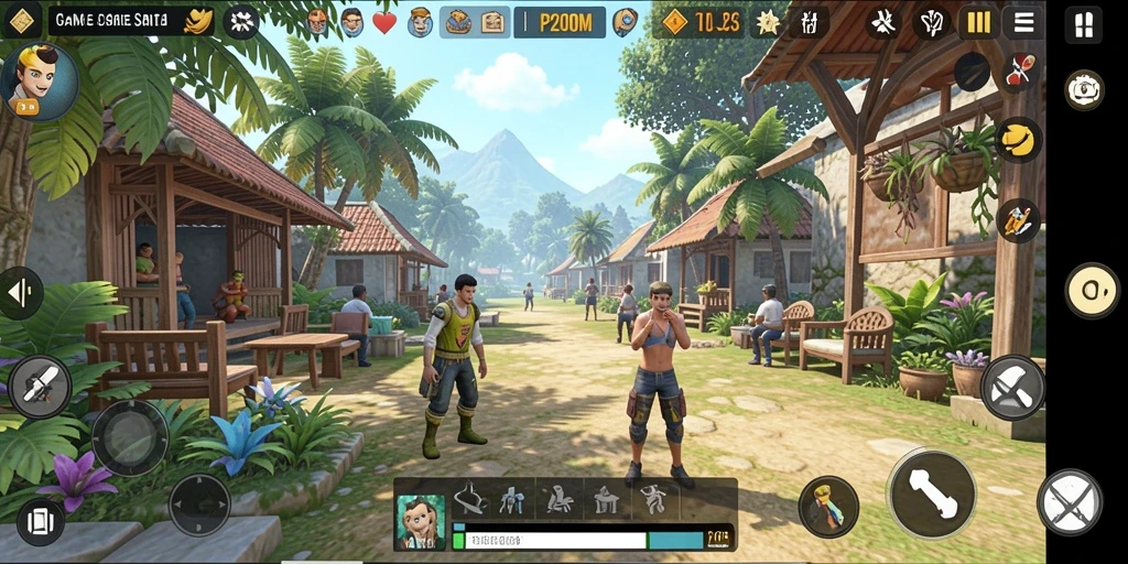 Screenshot gameplay P200M yang penuh warna dan menarik.