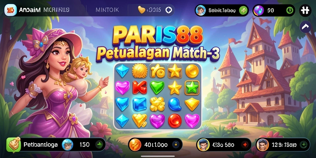 Screenshot gameplay PARIS88 yang menampilkan momen mencocokkan objek.