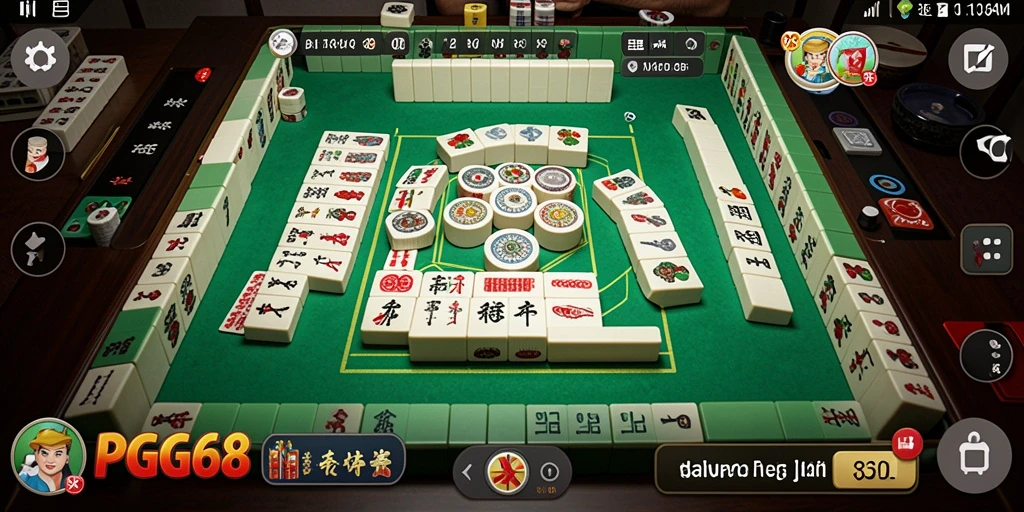 Tampilan aksi seru dalam permainan Mahjong PGG68.