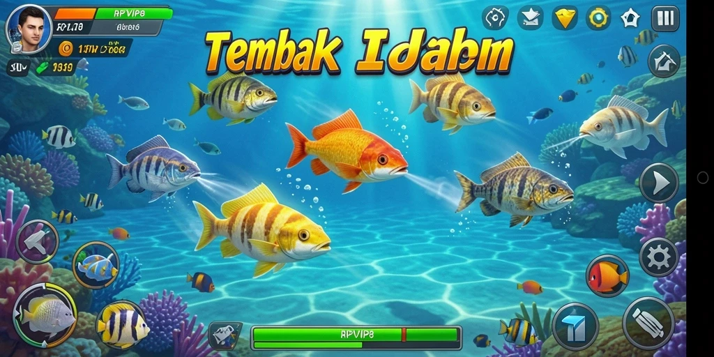Tampilan gameplay RPVIP8 yang menarik saat menembak ikan.