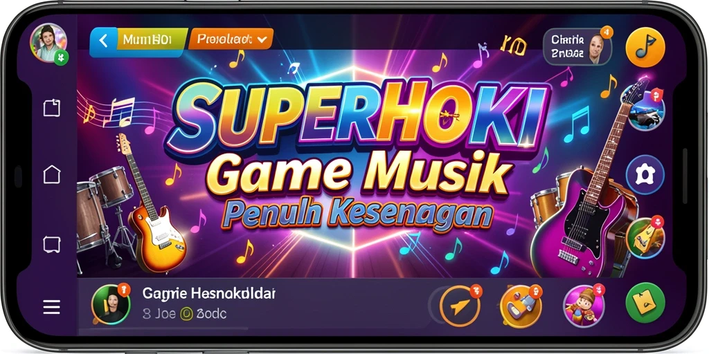 Tampilan seru dari gameplay SUPERHOKI yang penuh musik.