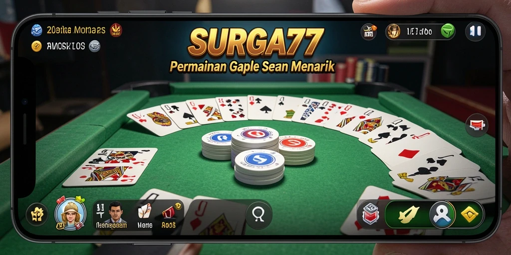 Screenshot SURGA77 menunjukkan gameplay Gaple yang mendebarkan.