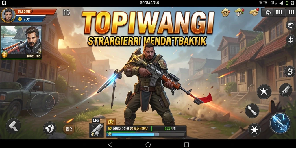 Tampilan gameplay menegangkan dalam permainan strategi TOPIWANGI.